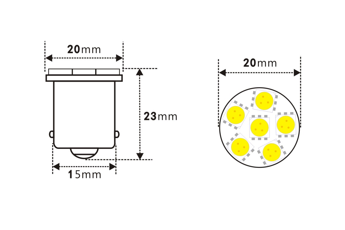 Rebaydo 2pcs S25 6 Ultra Bright SMD LED Light 12 Volt DC Dimmable